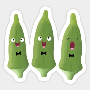 Cute singing okra vegetable cartoon Sticker